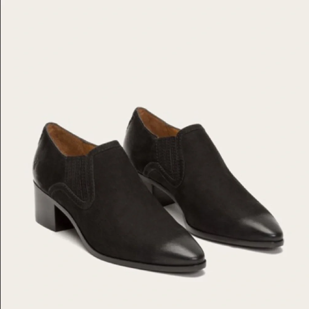 $339 Frye Eleanor Black Leather Western Shootie Everyday Casual Comfy Ankle Boot - Picture 3 of 16